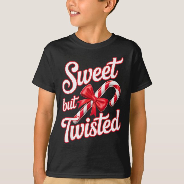 T-shirt Sweet But Twisted Candy Cane Funny Christmas  (Devant)