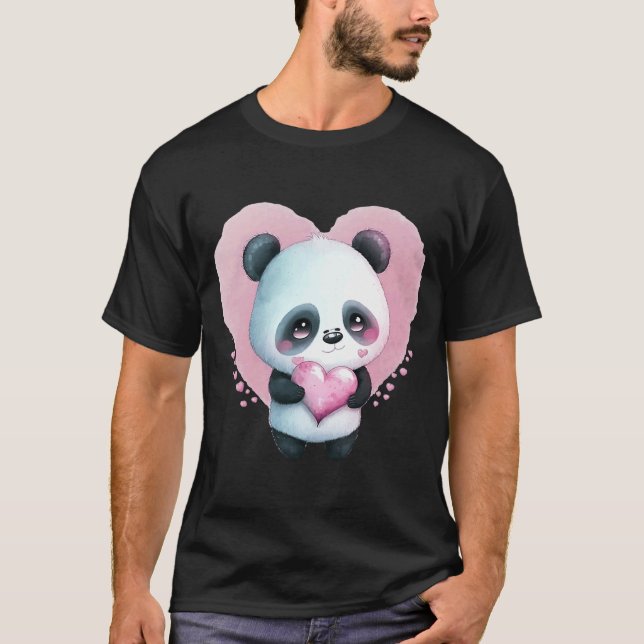 T-shirt Sweet Panda Bear Valentines Jour 8 (Devant)