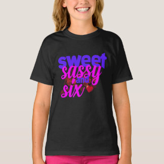 T-shirt Sweet Sassy and Six 6th Birthday Girl Pink and Pur