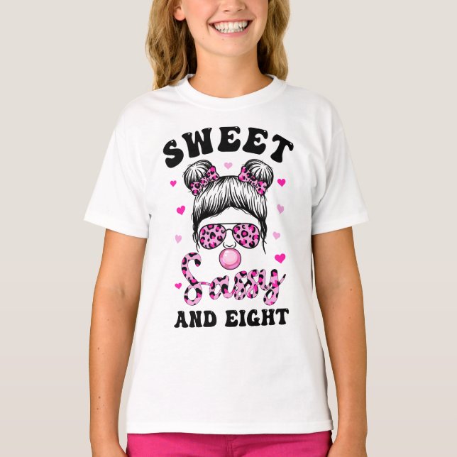 T-shirt Sweet Sassy Et Huit Lunettes De Soleil Bun Leopard (Devant)