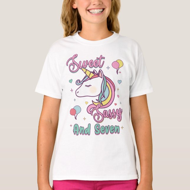 T-shirt Sweet Sassy Et Sept Unicorne (Devant)