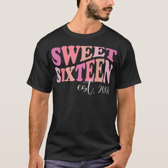 T-shirt Sweet sixteen Est 2008 Mignonne Anniversaire Tee P (Devant)