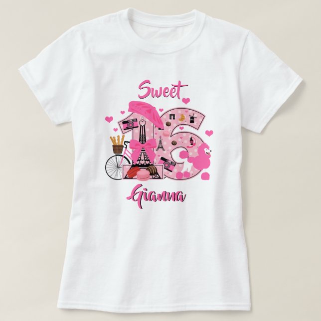 T-shirt Sweet sixteen Paris Chemises d'anniversaire (Design devant)