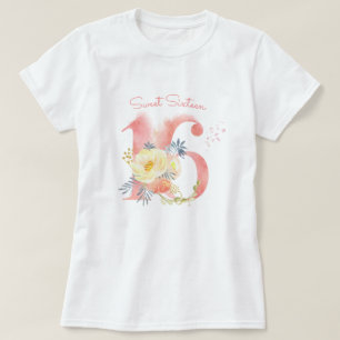T-shirt Sweet sixteen Pretty Floral Custom 16e anniversair