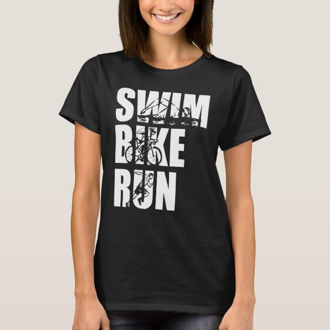 T-shirt Swim Bike Run Triathlon Triathlete Athletics Men W (Devant)