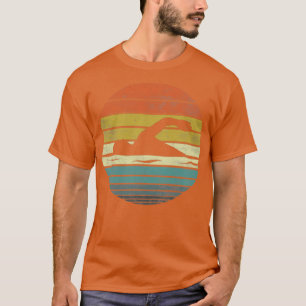 T-shirt Swimmer Funny Retro Vintage Sunset Swim Entraîneur