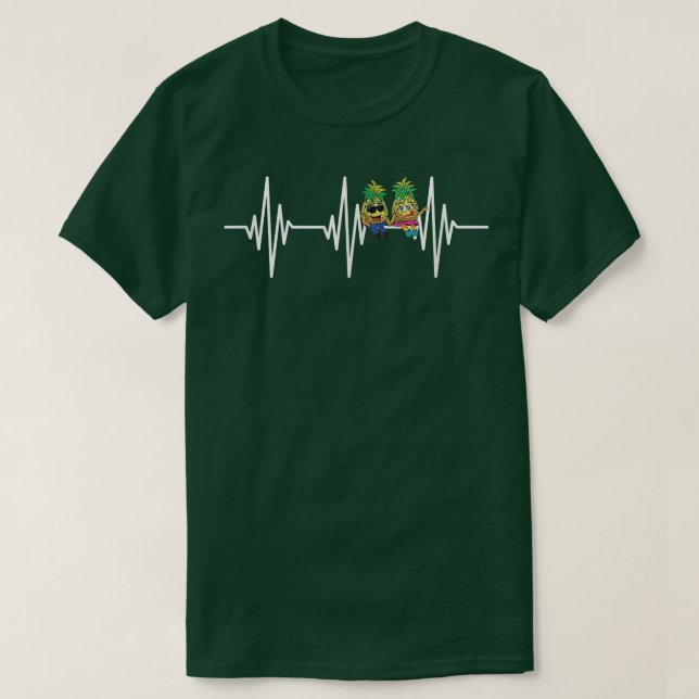 T-shirt Swinger Heartbeat Upside Down Pineapple Couple Men (Design devant)