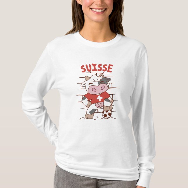 T-shirt Swiss Soccer Cow Football Fan Switzerland Flag (Devant)