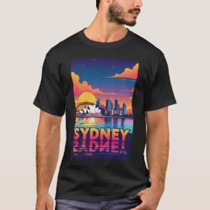 T-shirt Sydney Australie Skyline Sunset Retro Travel