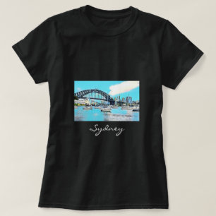 T-shirt Sydney Harbour Bridge bleu ciel avec yachts