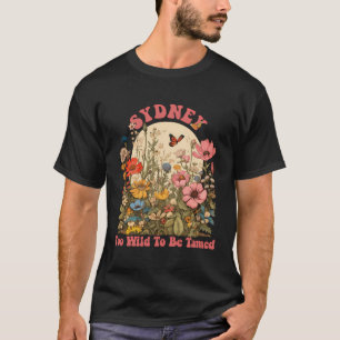 T-shirt Sydney Nom Cute Retro Girls Fleur sauvage Sydney N