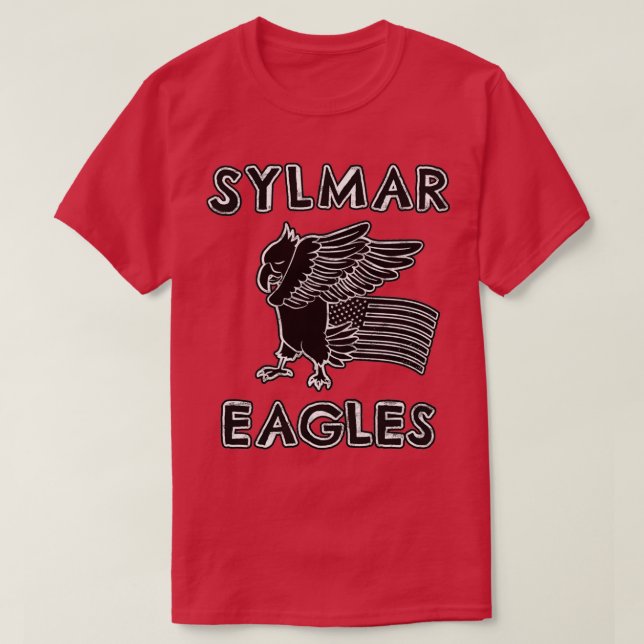 T-shirt Sylmar Eagles école mascotte drapeau américain (Design devant)