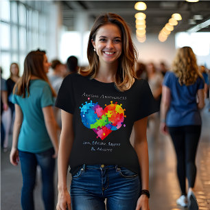 T-shirt Symbo Coeur coloré et Symbole fini Autisme Lauréat