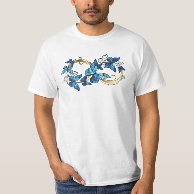 T-shirt Symbol Infinity of Blue Morpho Butterflies (Devant)
