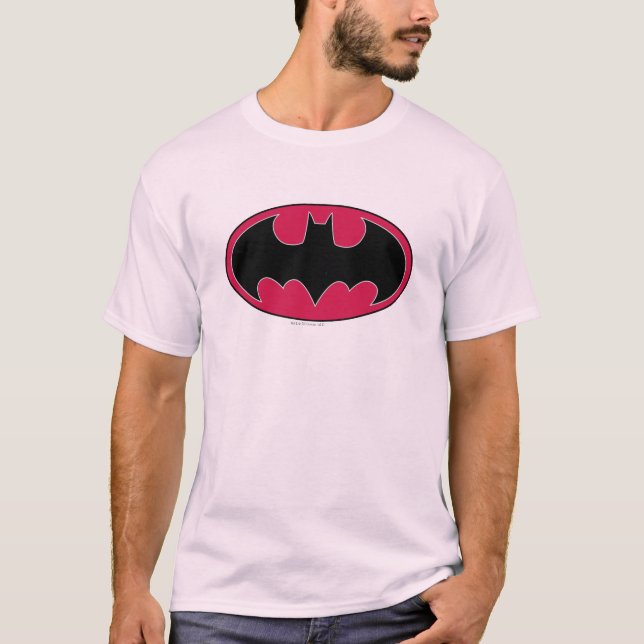 T-shirt Symbole Batman | Logo noir rouge (Devant)