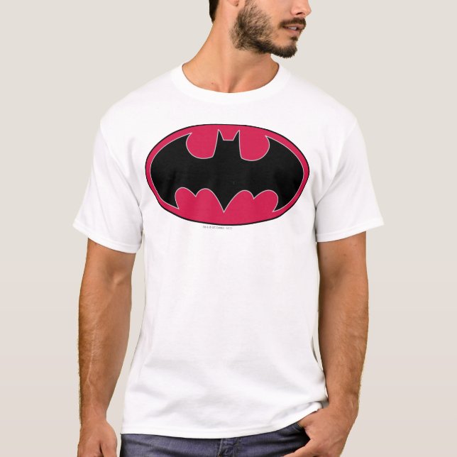 T-shirt Symbole Batman | Logo noir rouge (Devant)