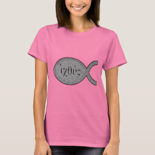 T-shirt Symbole chrétien de poissons d'IXOYE - effet en