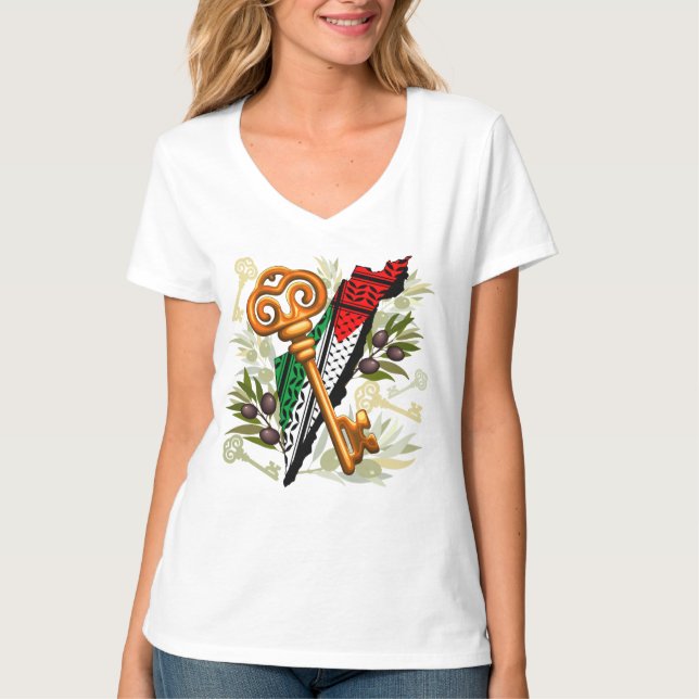 T-shirt Symbole clé palestinien du droit au retour (Devant)