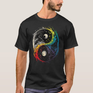 T-shirt Symbole coloré du Yin Yang du taoïsme sur le Yin d