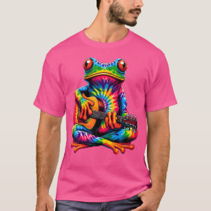 T-shirt SYMBOLE cravate-Dye Frog Jouer Guitare Paix SIGNE