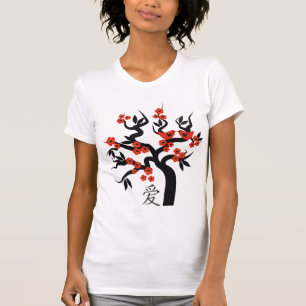 T-shirt Symbole d'amour chinois sur Sakura Tree inséparabl