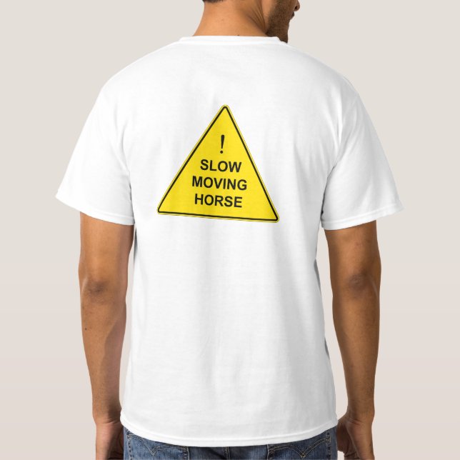 T-shirt Symbole d'avertissement Jaune amusant "Cheval Lent (Dos)