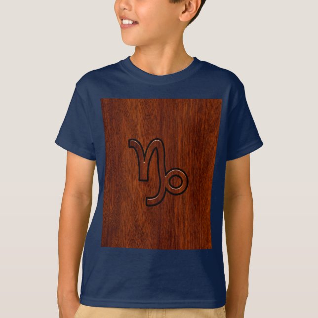 T-shirt Symbole de Capricorn Zodiac dans Mahogany Brown (Devant)