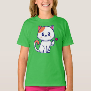 T-shirt Symbole de chat mignon en amour main-57577
