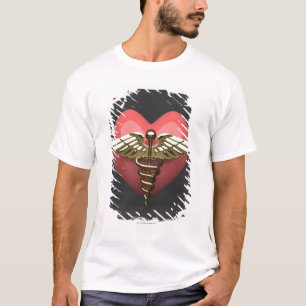 T-shirt Symbole de coeur avec le symbole médical (caducé