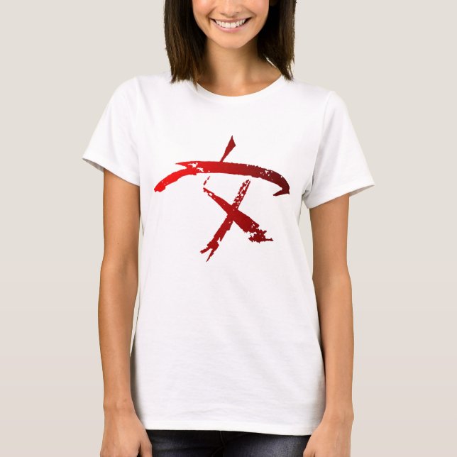 T-shirt Symbole de guerrière de femme au-dessus de blanc (Devant)