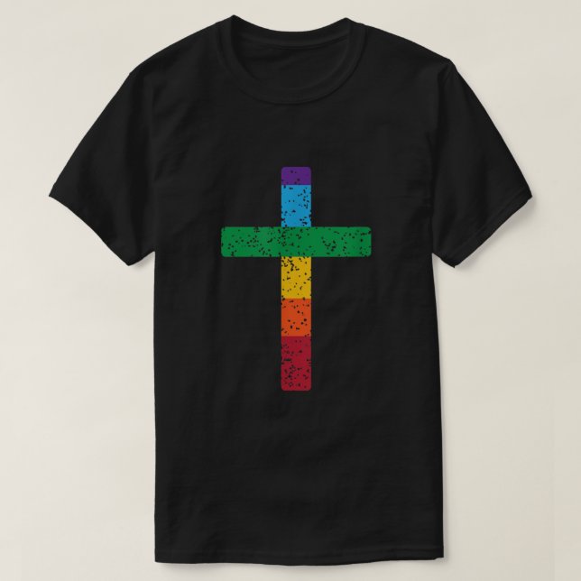 T-shirt Symbole de la Croix-Chrétienne LGBT Gay pride Homm (Design devant)