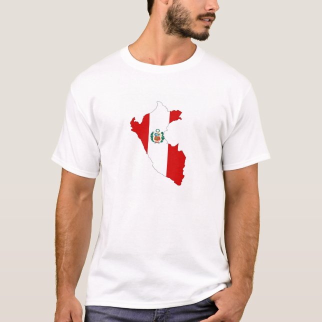 T-shirt symbole de la forme du drapeau du pays pérou (Devant)