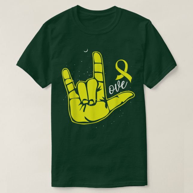 T-shirt Symbole de la main de l'amour Semaine de sensibili (Design devant)