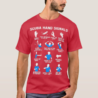 T-shirt Symbole de la main du plongeur Drôle Signaux de la
