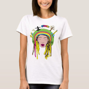 T-shirt SYMBOLE DE LA Paix ~ 60's Hippie Girl Tie Dye