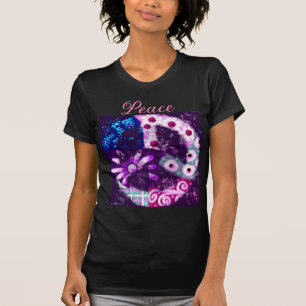 T-shirt SYMBOLE DE LA PAIX Abstraite Hippie Art rose viole