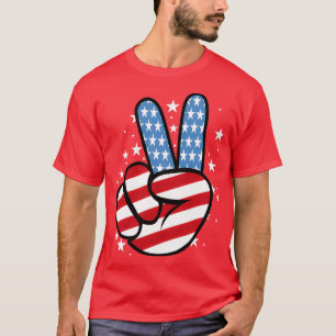 T-shirt SYMBOLE DE LA Paix AMÉRICAINE Drapeau main