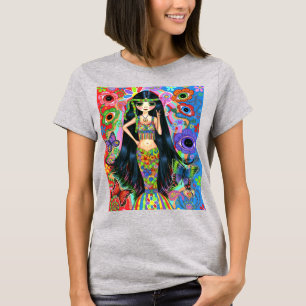 T-shirt SYMBOLE DE LA PAIX DE LA FEMME D'Hippie Psychédéli