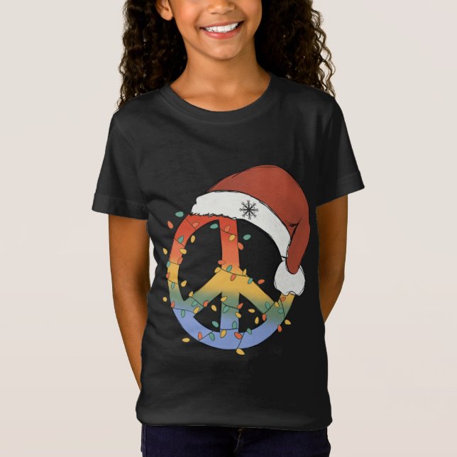 T-Shirt SYMBOLE DE LA PAIX DE Noël Santa Hat Paix Noël (Devant)