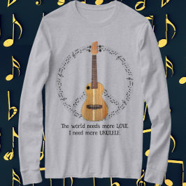 T-shirt SYMBOLE DE LA Paix Ukulele Le monde a besoin d'amo