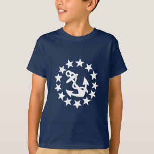 T-shirt Symbole de l'Ancre du drapeau du yacht sur bleu