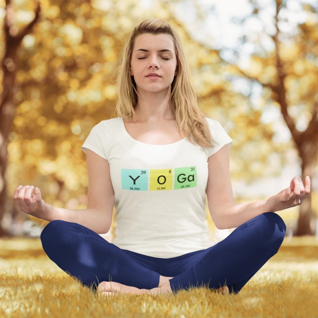 T-shirt Symbole de l'élément chimique coloré Yoga (Yoga Tee)