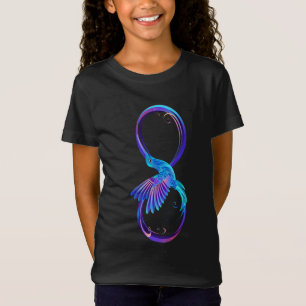 T-Shirt Symbole de l'infini néon avec colibri lumineux