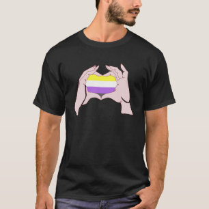 T-shirt Symbole de main d'amour Coeur non binaire Genderfl