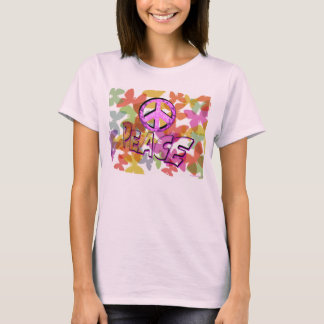 T-shirt Symbole de mot de paix et papillons