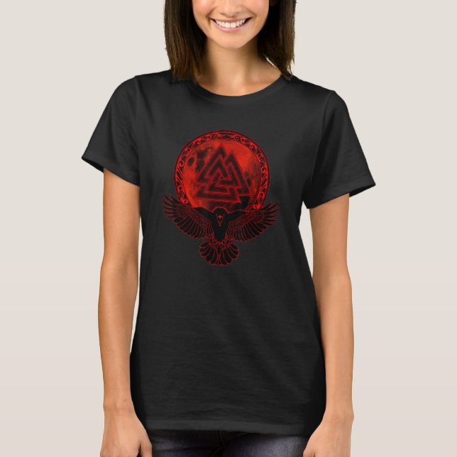 T-shirt Symbole de noix de caillou viking et lune (Devant)