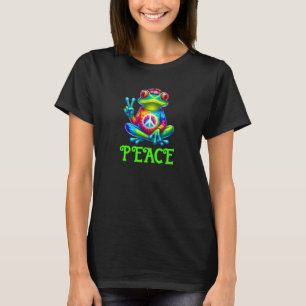 T-shirt Symbole de Paix de Grenouille Arbre Chemise de Dye