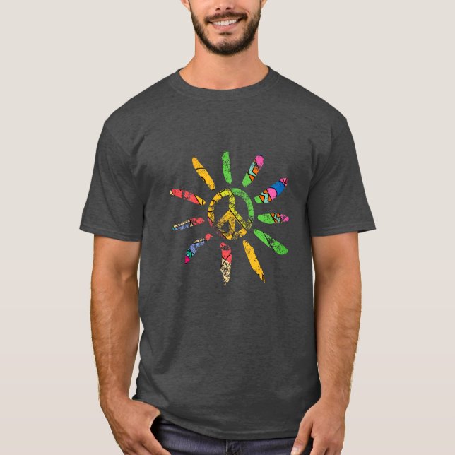 T-shirt Symbole de paix ethnique tiré à la main Hippie Boh (Devant)