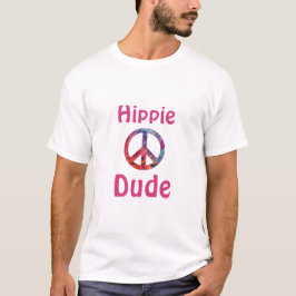 T-shirt Symbole de paix Hippie Batik bleu rose Tie Dye
