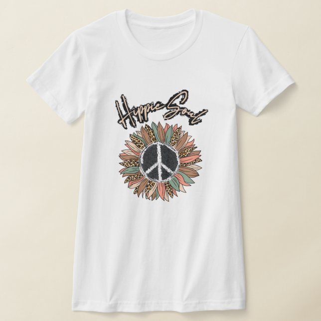 T-shirt SYMBOLE DE PAIX Hippie Soul Tournesol (Poser)